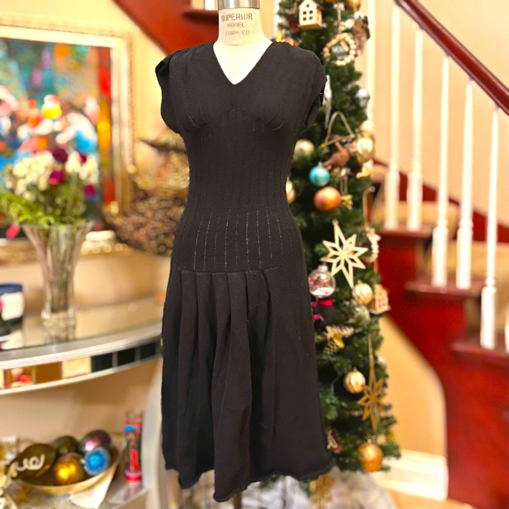 Adolfo New York Black Knit Dress sz 6
